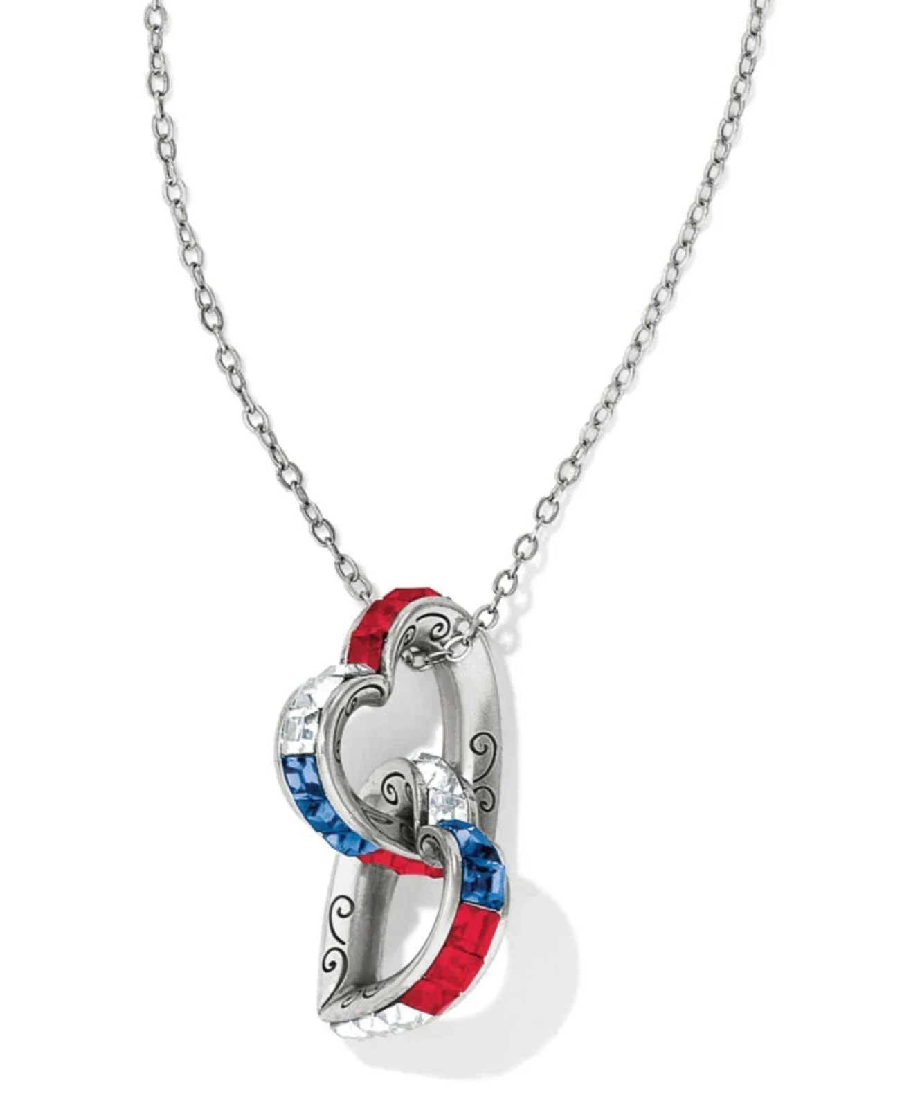 Brighton Spectrum Hearts Long Necklace Red White Blue JL7113 New With Tag $98