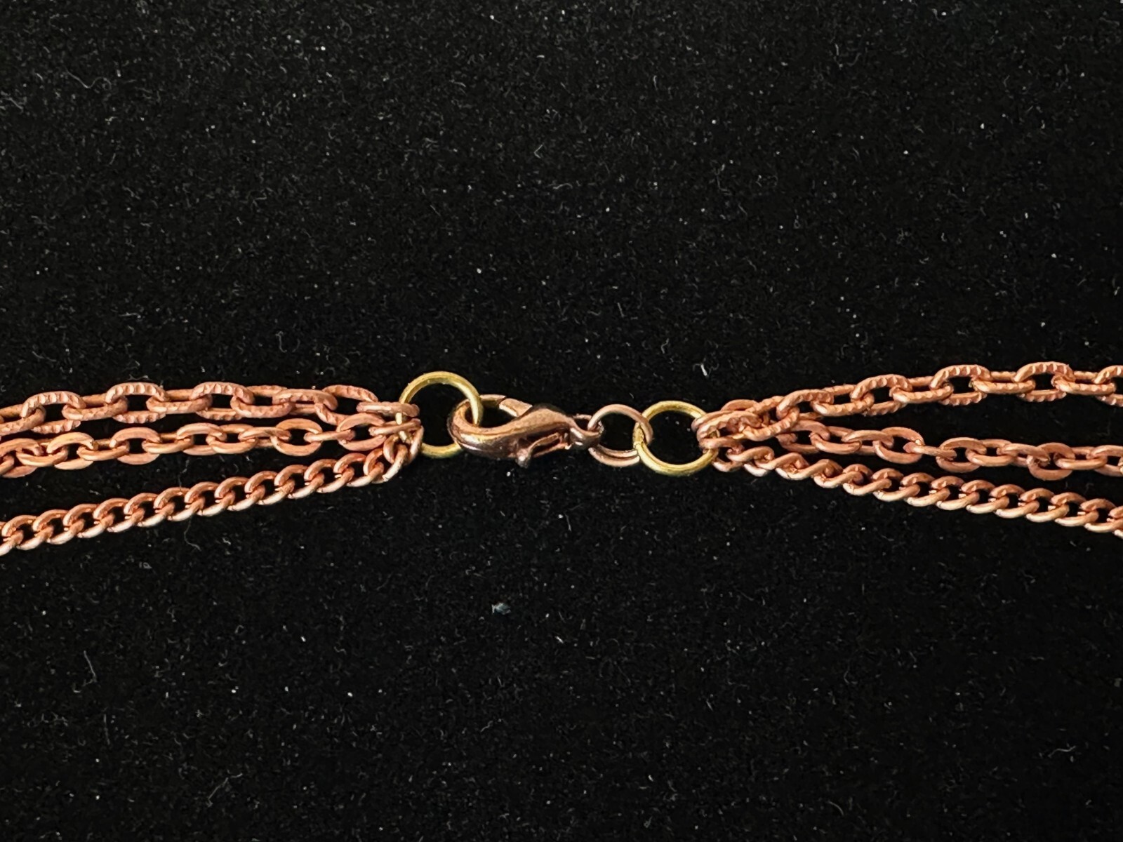 3 VINTAGE COPPER COATED STEEL GRADUATED 3 STRAND ROPE CHAIN 24″ BIB NECKLACE