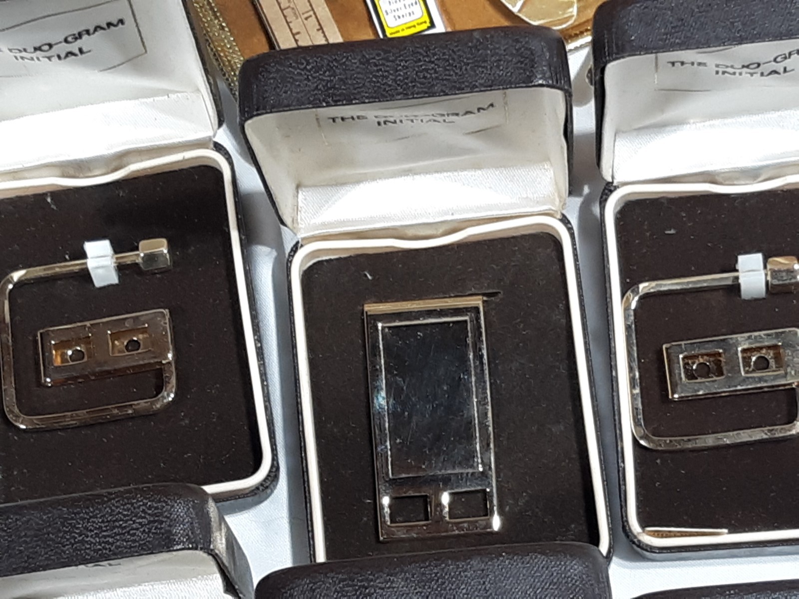 Lot of 35 Swank Men’s Initial T Square Cufflinks & Tie Bar Set & other jewelry