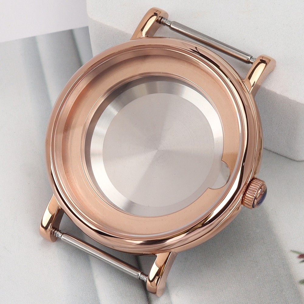 Sapphire 40mm Vintage Watch Case Rose Gold 316 Steel 10ATM For ETA 2824 Movement