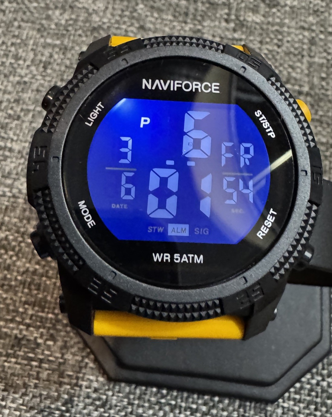 Naviforce NF7104 Digital Sport Watch Black Case Yellow Silicone Strap Never worn
