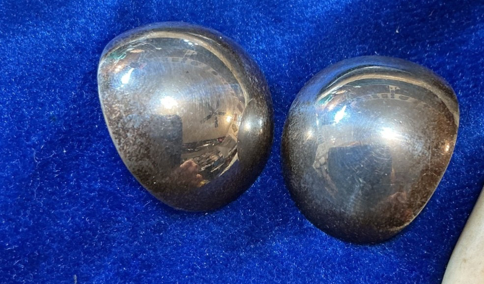VINTAGE SOUTHWEST. N. A. STERLING DOME EARRINGS, SIGNED
