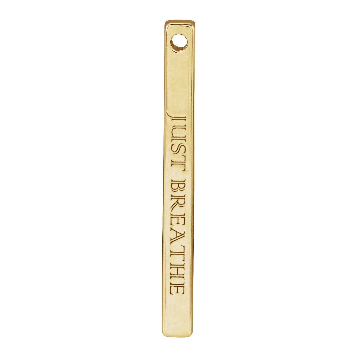 10K Yellow Gold Engravable Four-Sided Bar Pendant Gift for Mother
