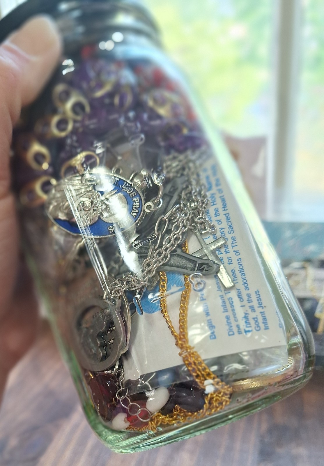 Faith Inspired Jewelry Jar Mixed Costume Jewelry Vintage