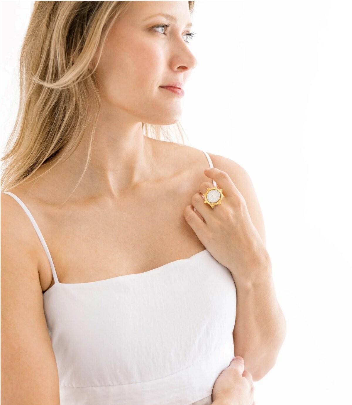Susan Shaw Gold Florence Italian Bee Coin Ring 24Kt TPG