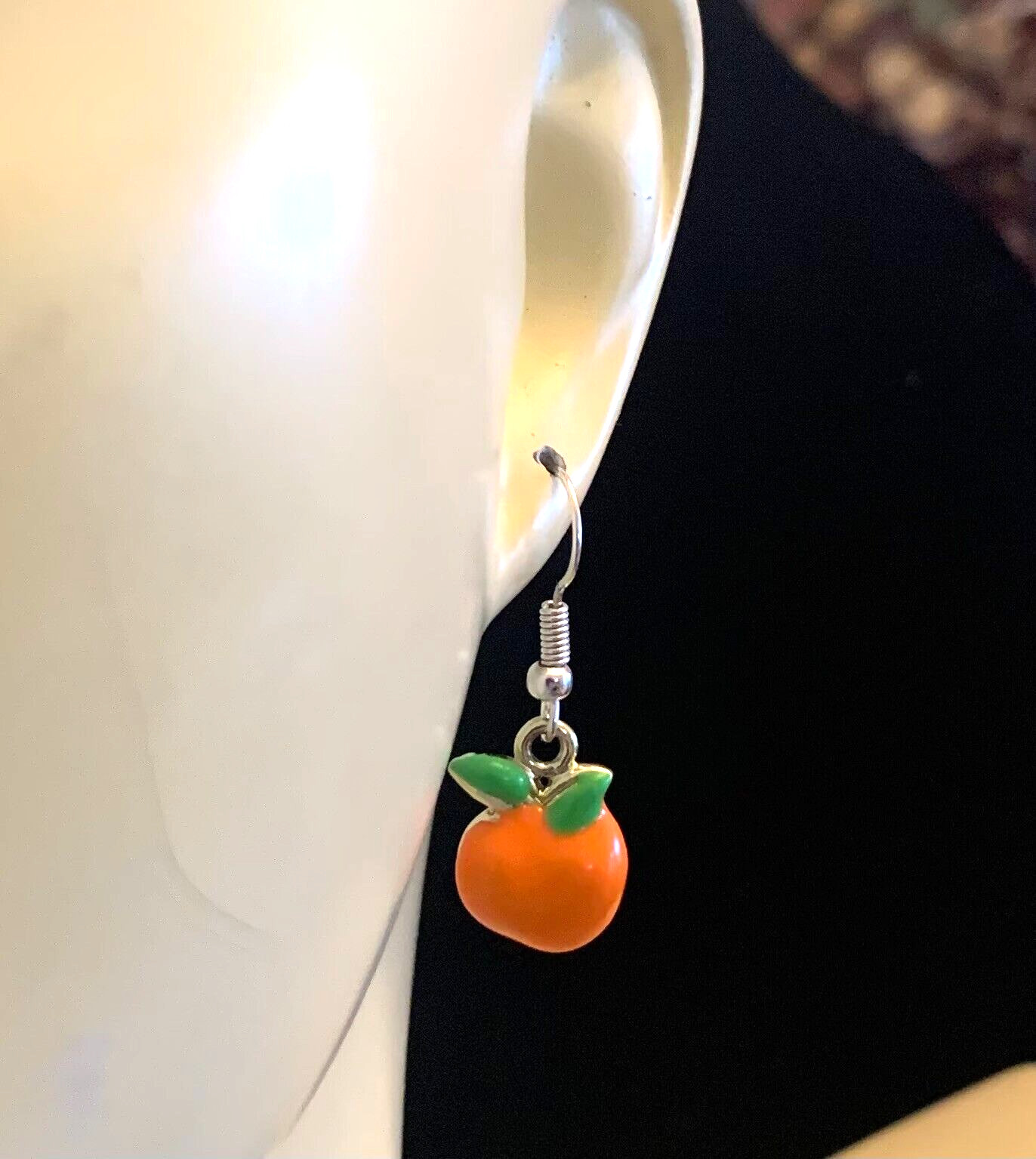 Florida Orange Citrus Fruit Drop Dangle Food Festival Earrings Jewelry 1 1/4″