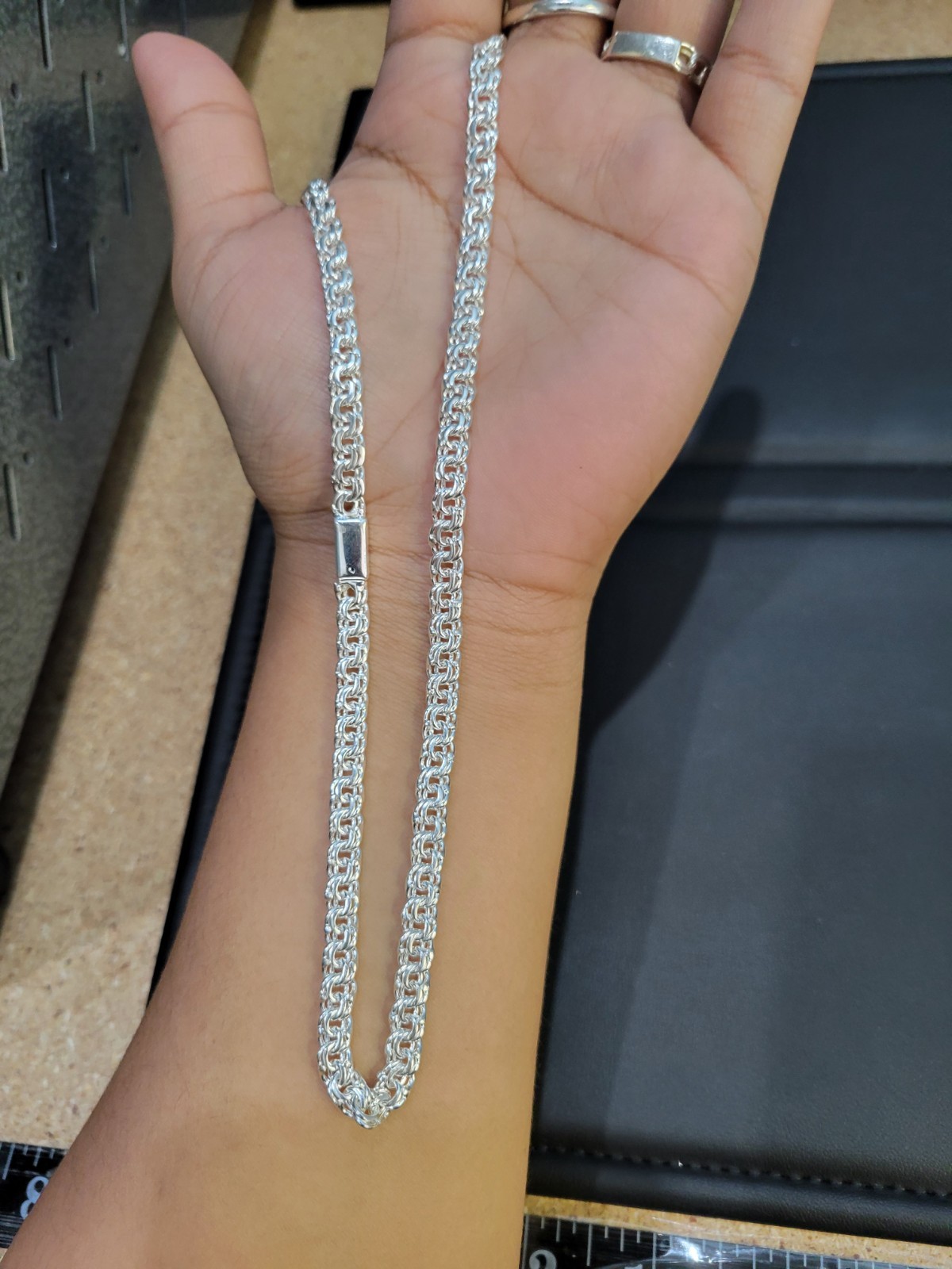 925 sterling silver Chino Link 22″ 5mm Chain Simple Lock 29.6g Solid Cadena
