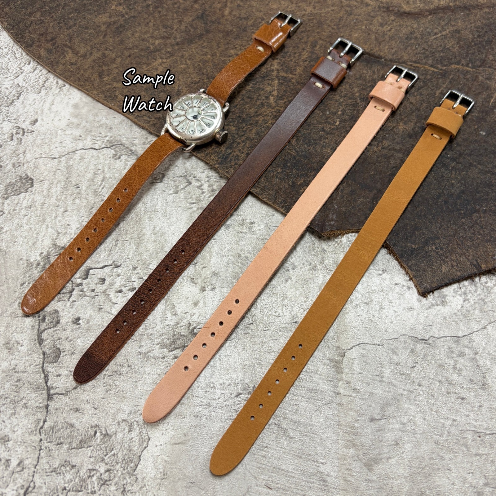 Size 12/14/16mm Handmade Vintage Leather Fixed Lug Watch Wrist Strap Band #138B