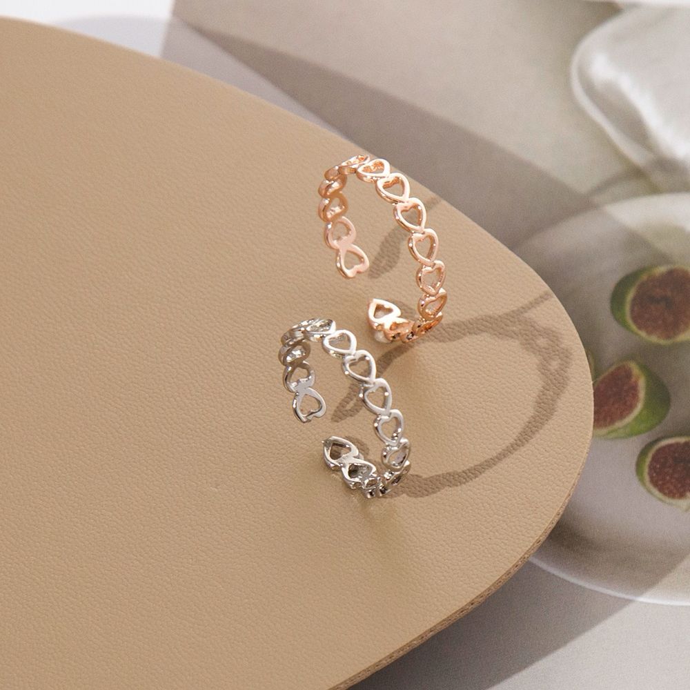 Heart Shape Open Rings-Gold Color Hollowed Out Cute Love Flexible Ring Jewelry