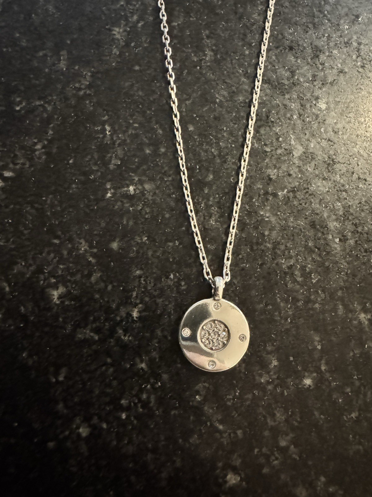 Brighton JL8981 Crystal Disc Pendant Necklace 17” + 2” Extender NWT $48