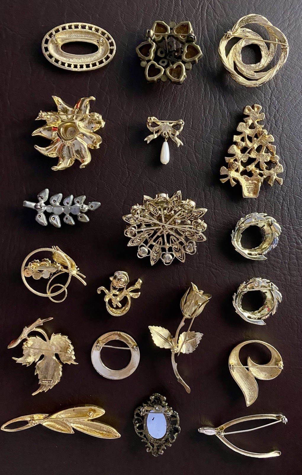 Vintage to Modern Rhinestone Mixed Metal Brooch Pin Lot – Set of 19 Brooches