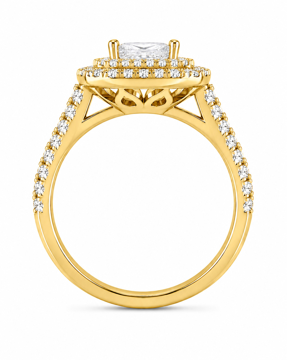 1.00Ct Pear & Round Moissanite Halo Engagement Ring in 925 Silver for Women