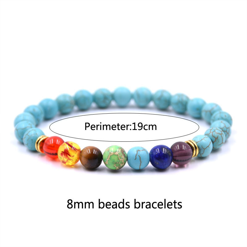 7 Chakras Lava Stone Bead Bracelet Elastic Natural Stone Yoga Essential Oil Diff