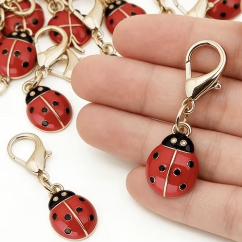 Cute Ladybug Charm Pendant Keychain Zipper Purse Phone Necklace Key Lady Bug