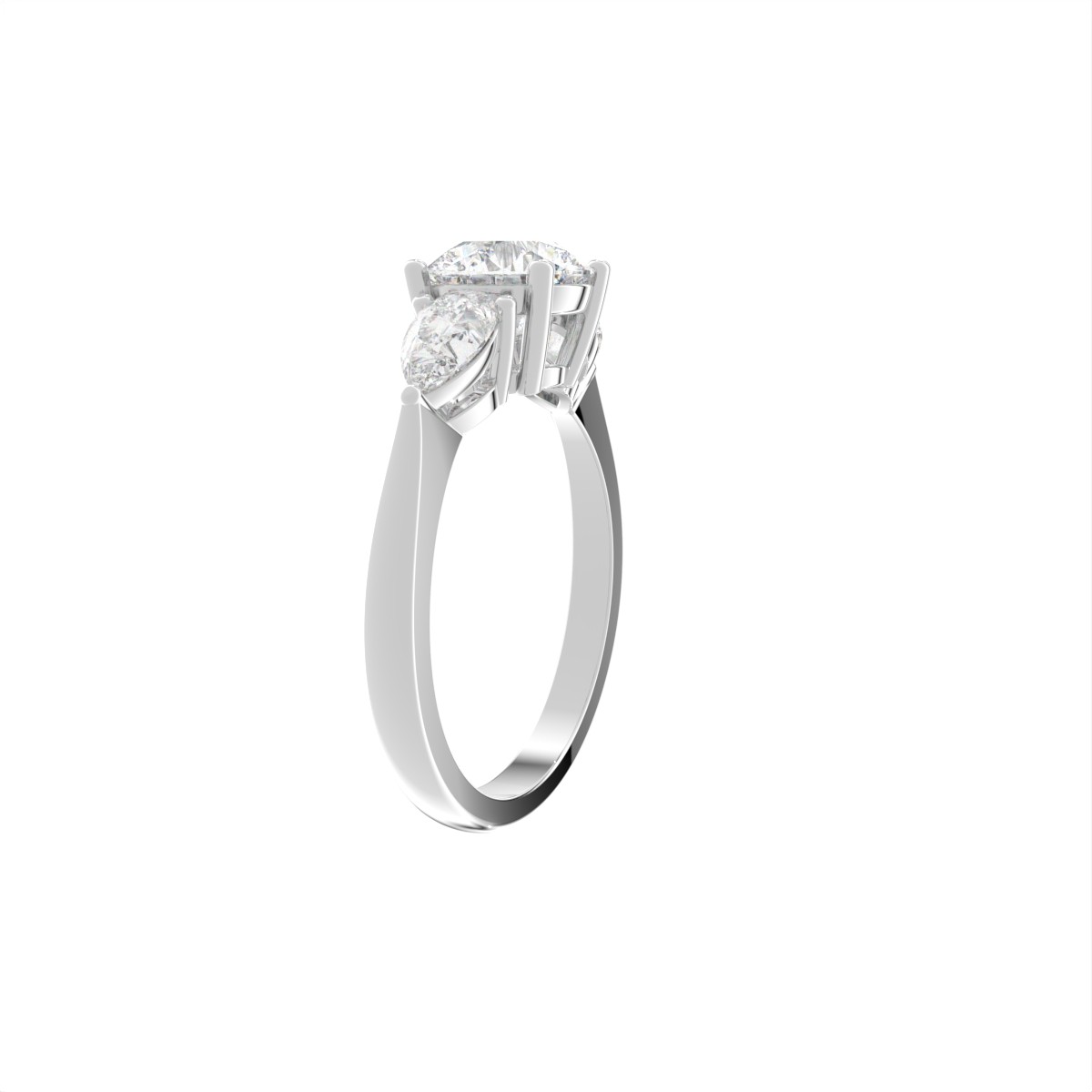 1.7ct E/EF Round/Pear Lab Grown Diamond Engagement Ring 18K White Gold Certified