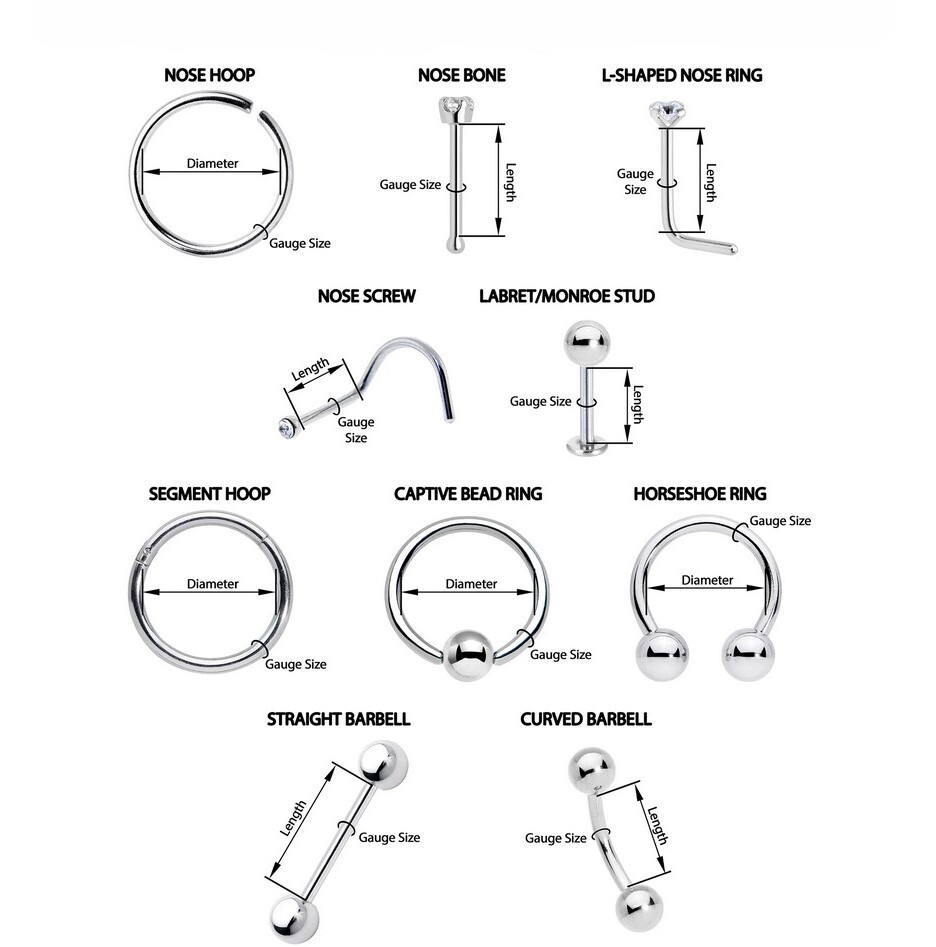 20G AB AURORA BOREALIS NOSE BONE 316L Surgical Stainless Stud Ring Piercing 1372