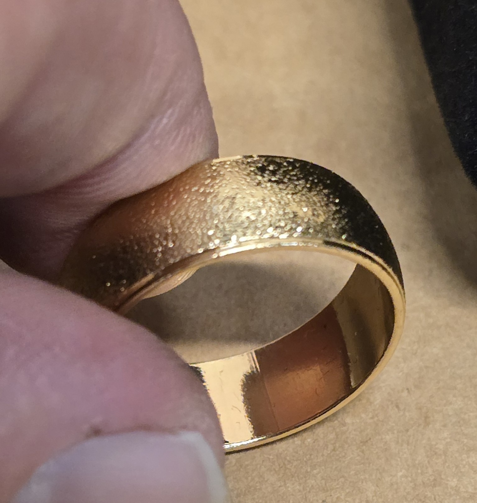 Gold Tungsten Mens Wedding Band Ring Size 10 Sandblasted Frosted Stardust Custom