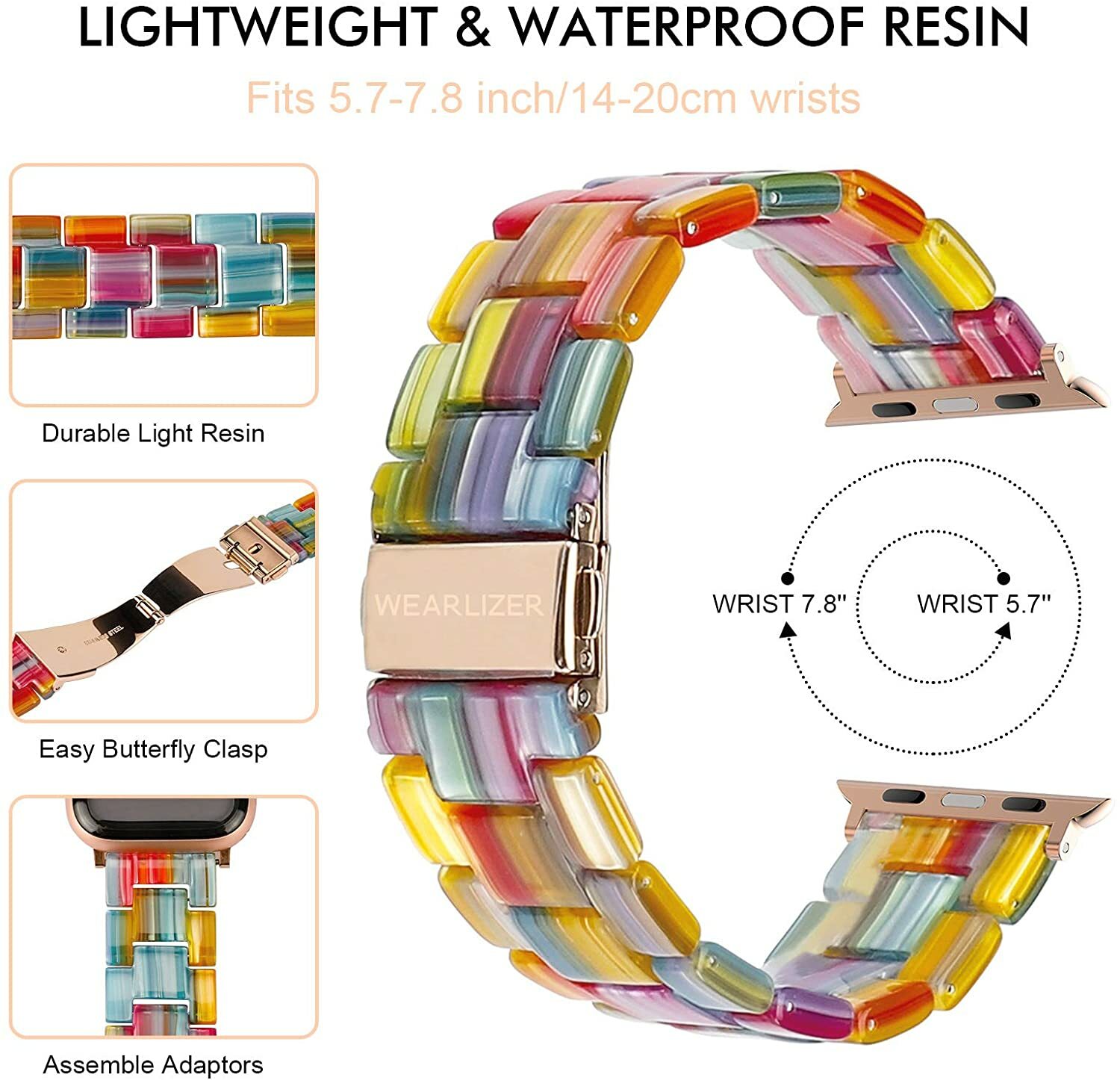 Resin iWatch Strap For Apple Watch Series 8 7 6 5 4 3 2 1 SE Watch Band Bracelet