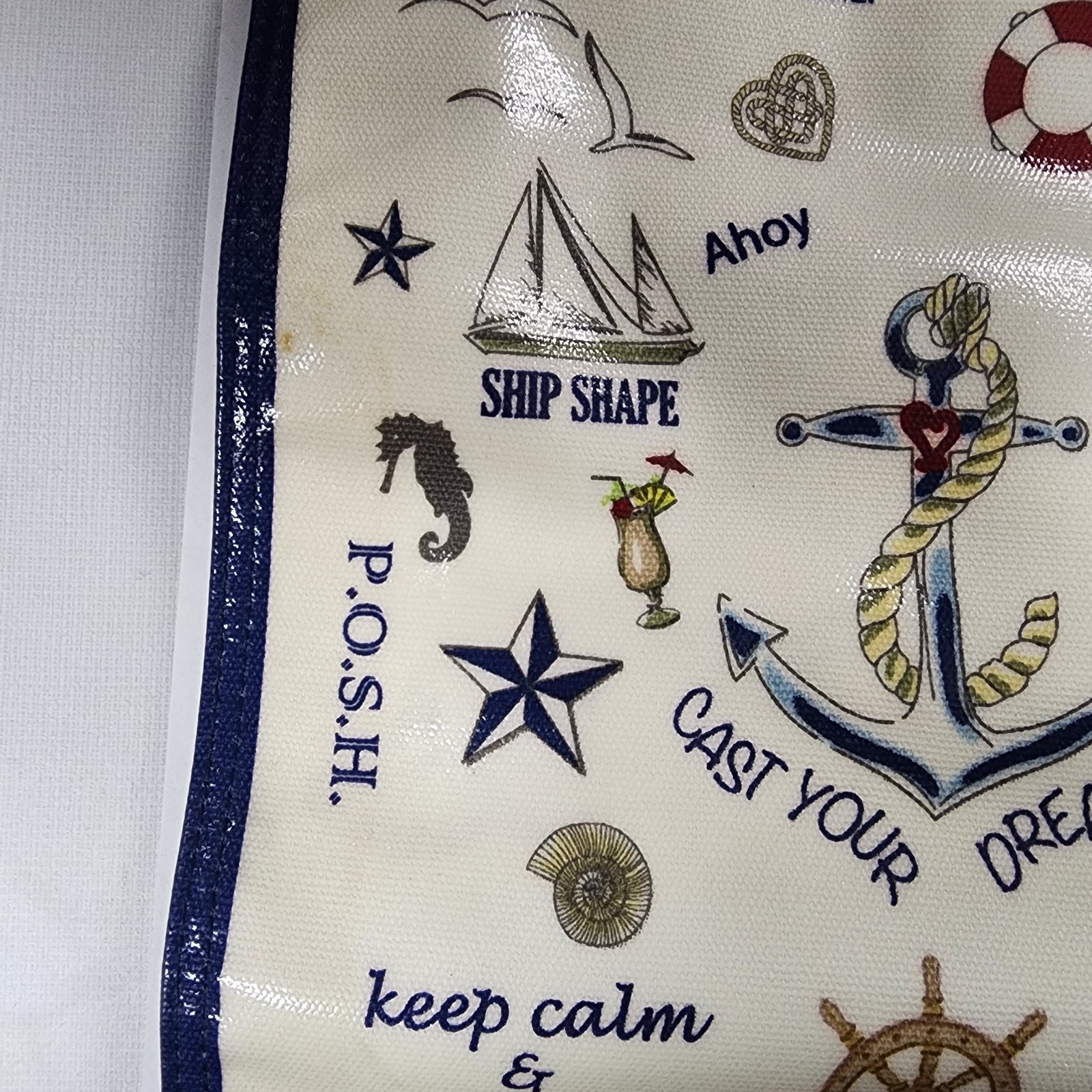 Brighton Nautical Travel Jewelry Roll Blue Velvet Lined Zippered Compartments