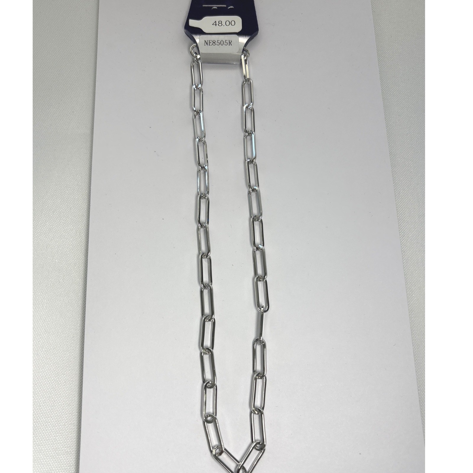 Necklace Silver Tone Metal Lobster Clasp Paperclip Link Chain Style New