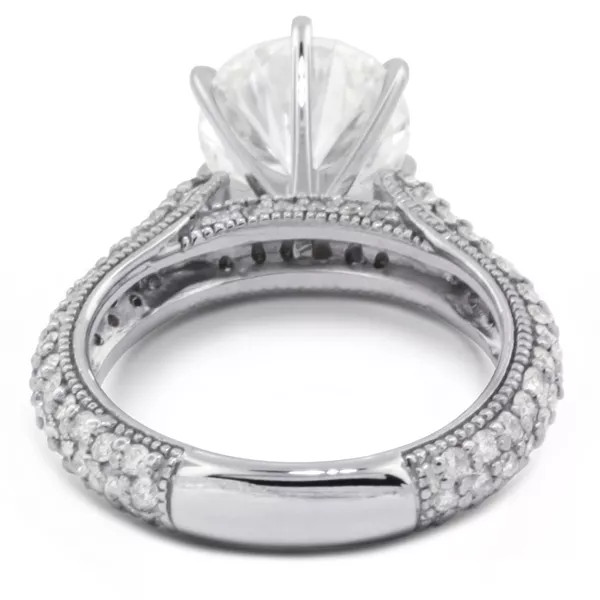 Side Stone Engagement Ring Solid 14K Gold 1.90 CT Round Lab-Grown Diamond D VS1