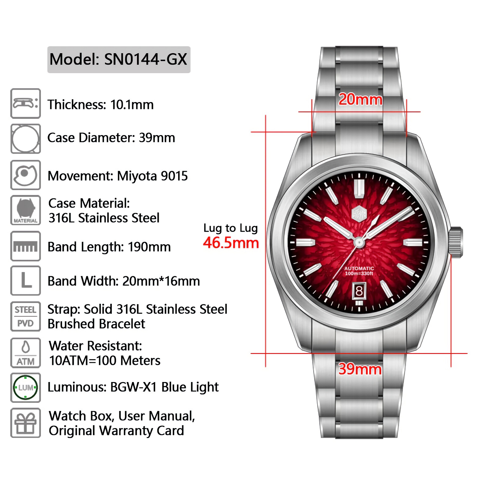 SAN MARTIN SN0144-GX Miyota 9015 JianZhan Chinese Style Enamel Dial 39mm Watch