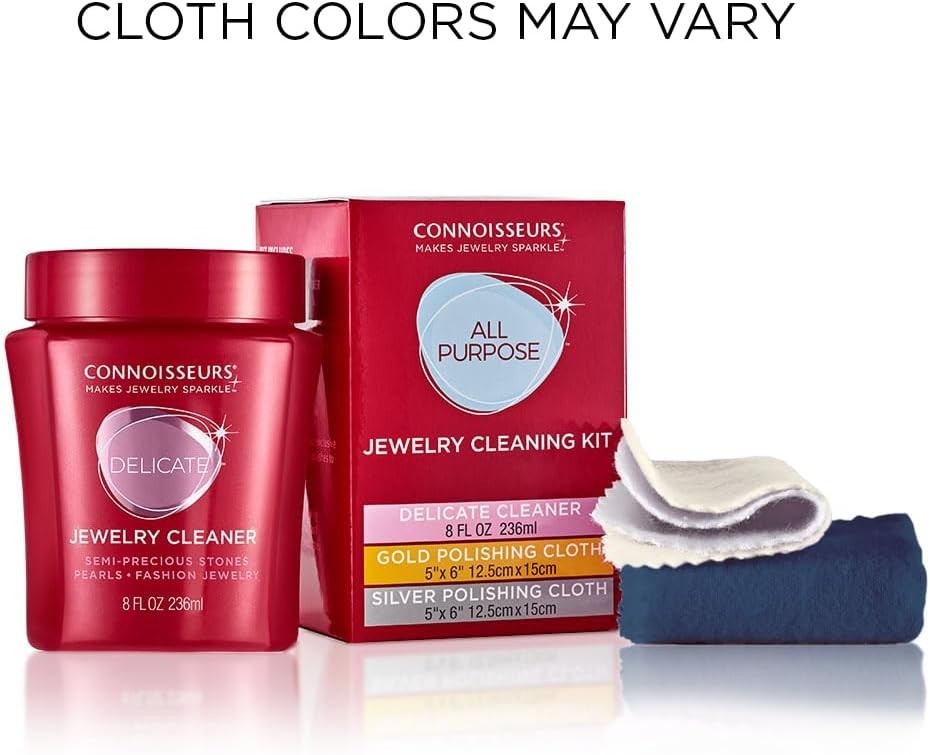 Ultimate Jewelry Care Kit: 8oz Cleaner & Dual Polishing Cloths for a Brilliance