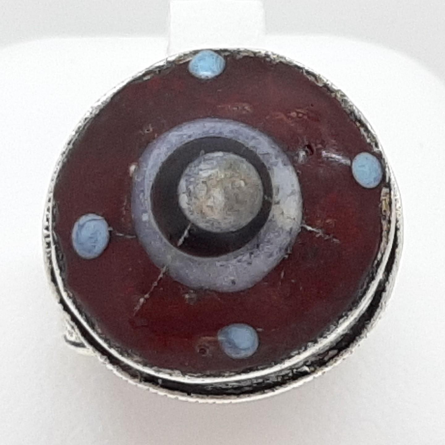 Vintage 9.00ctw Red Amber Cabochon Silver Ring Size 8