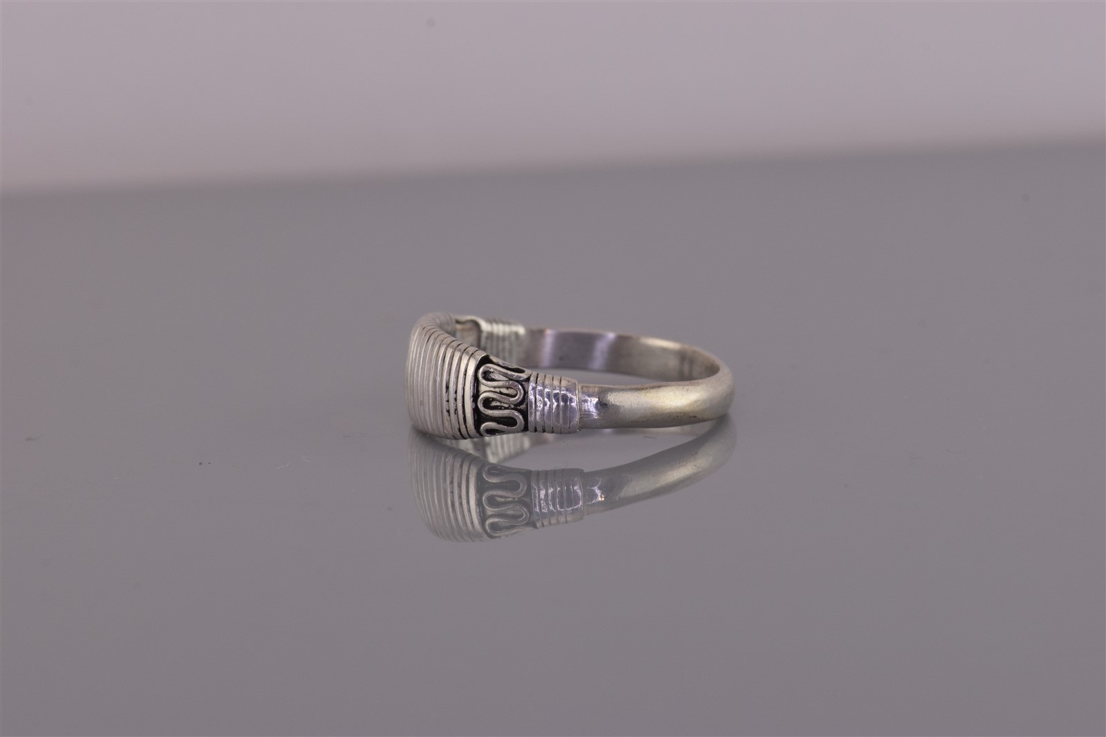 Sterling Silver 6mm Balinese Themed Looped Collar Wrapped Band Ring 925 Sz: 8