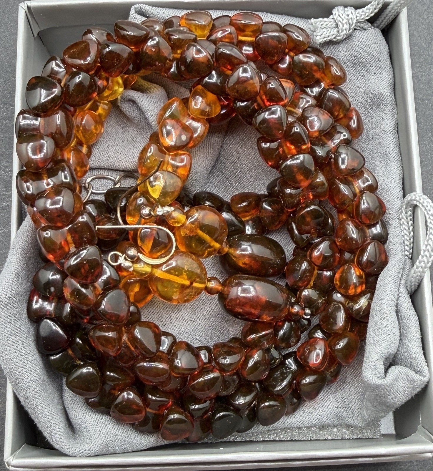 Jay King Amber/Sterling Demi Parure Earrings Necklace Bracelet 17-19” Necklace