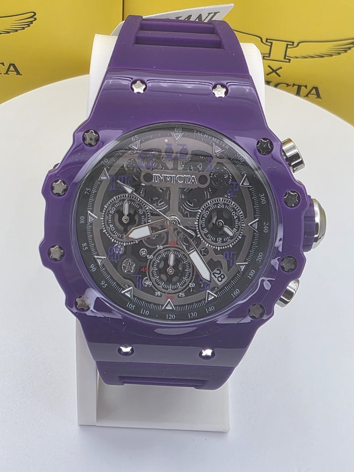 Invicta Racing Valyron Unisex Watch – 41mm 69625 Purple W/Silver Dial New