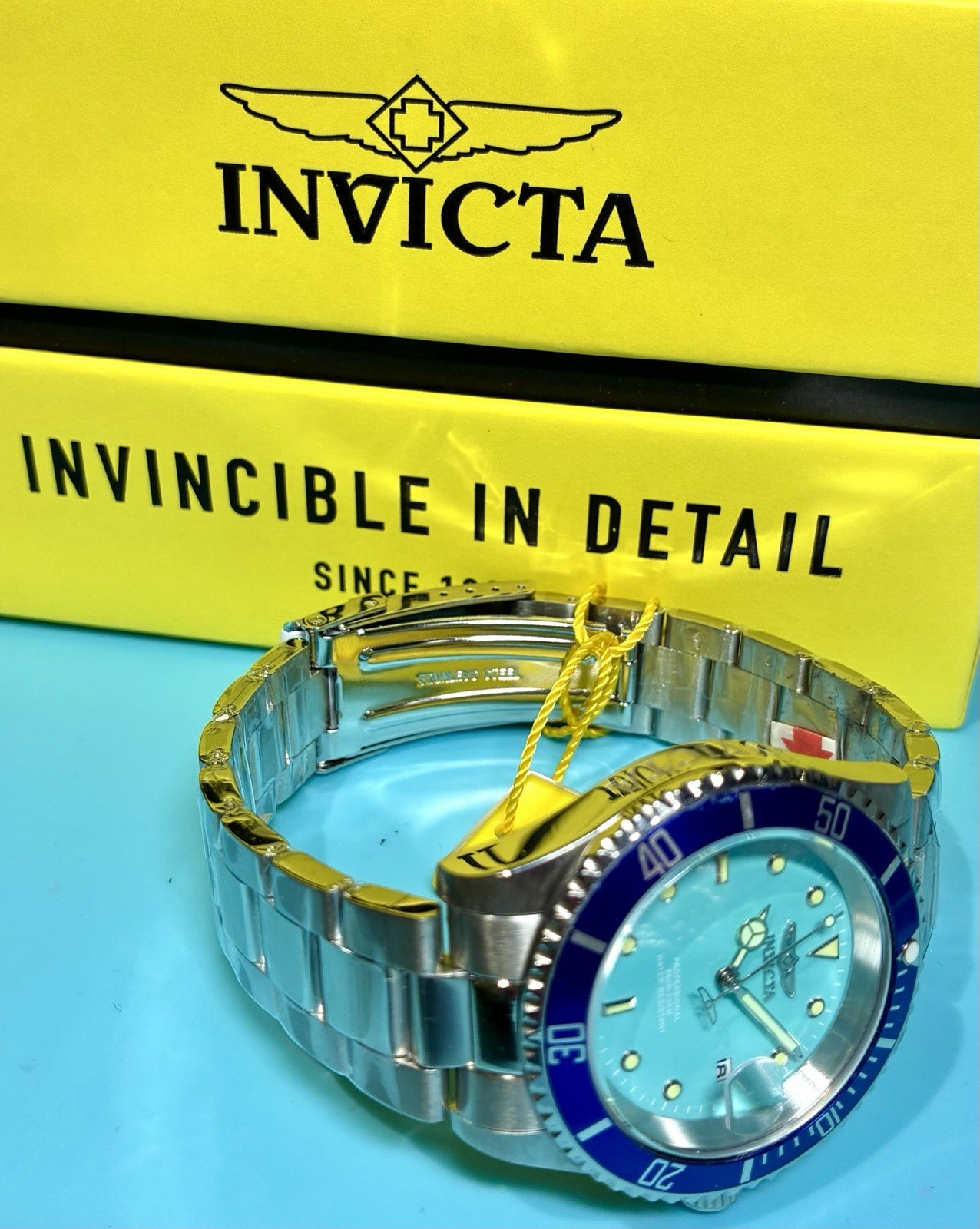 INVICTA PRO DIVER TURQUOISE BLUE BEZEL 40MM STAINLESS STEEL TMI PC32 QUARTZ!