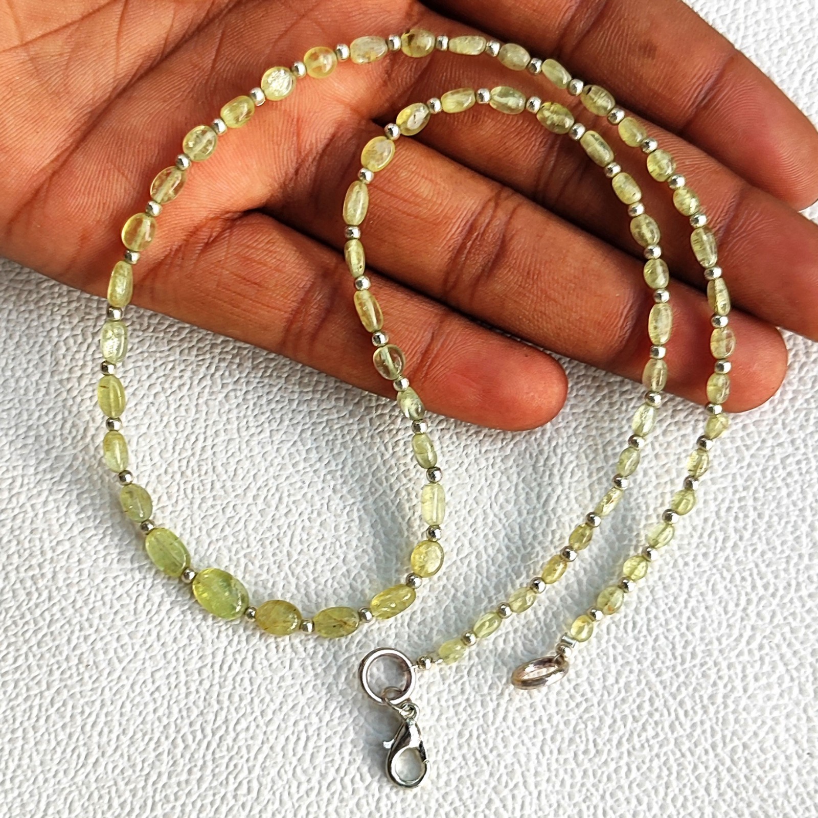 Natural Chrysoberyl Cats Eye 5-8mm Smooth Nugget Gem Beads 17″ Necklace India