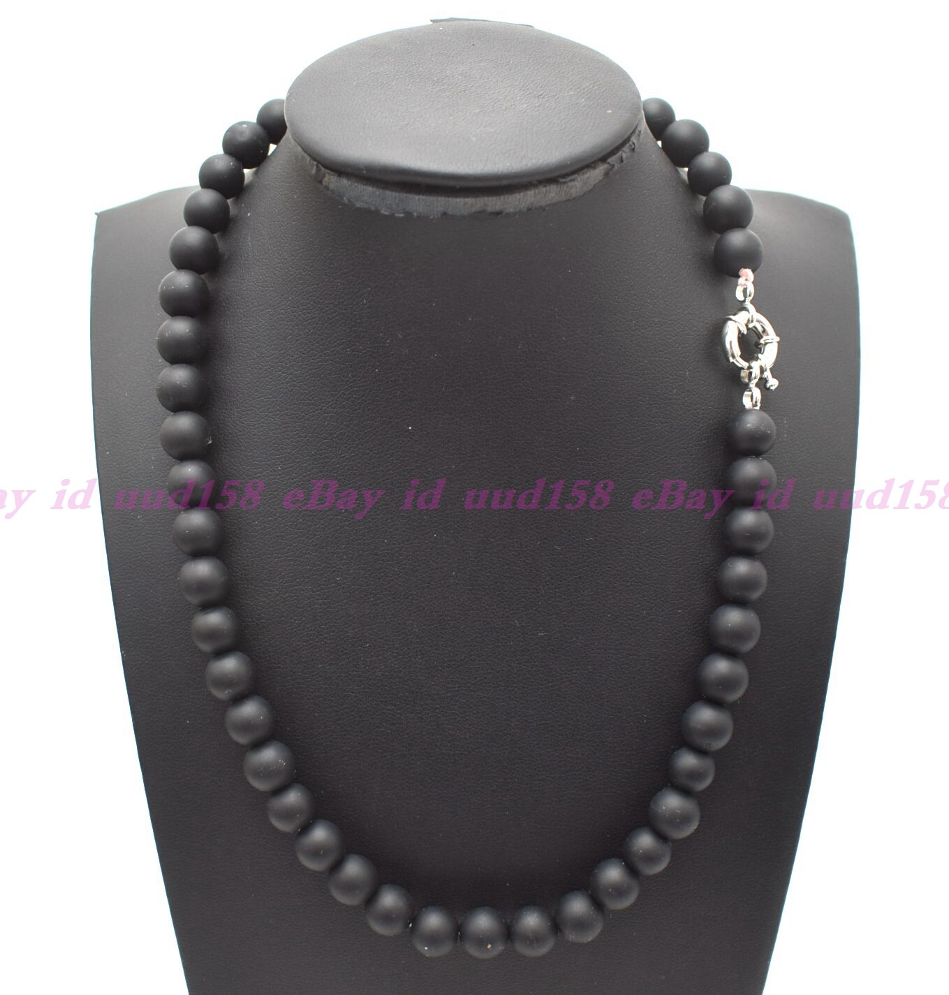 Mens Beads Necklace Matte Black Onyx Gemstone Healing Stone Chakra 18-36″AAA