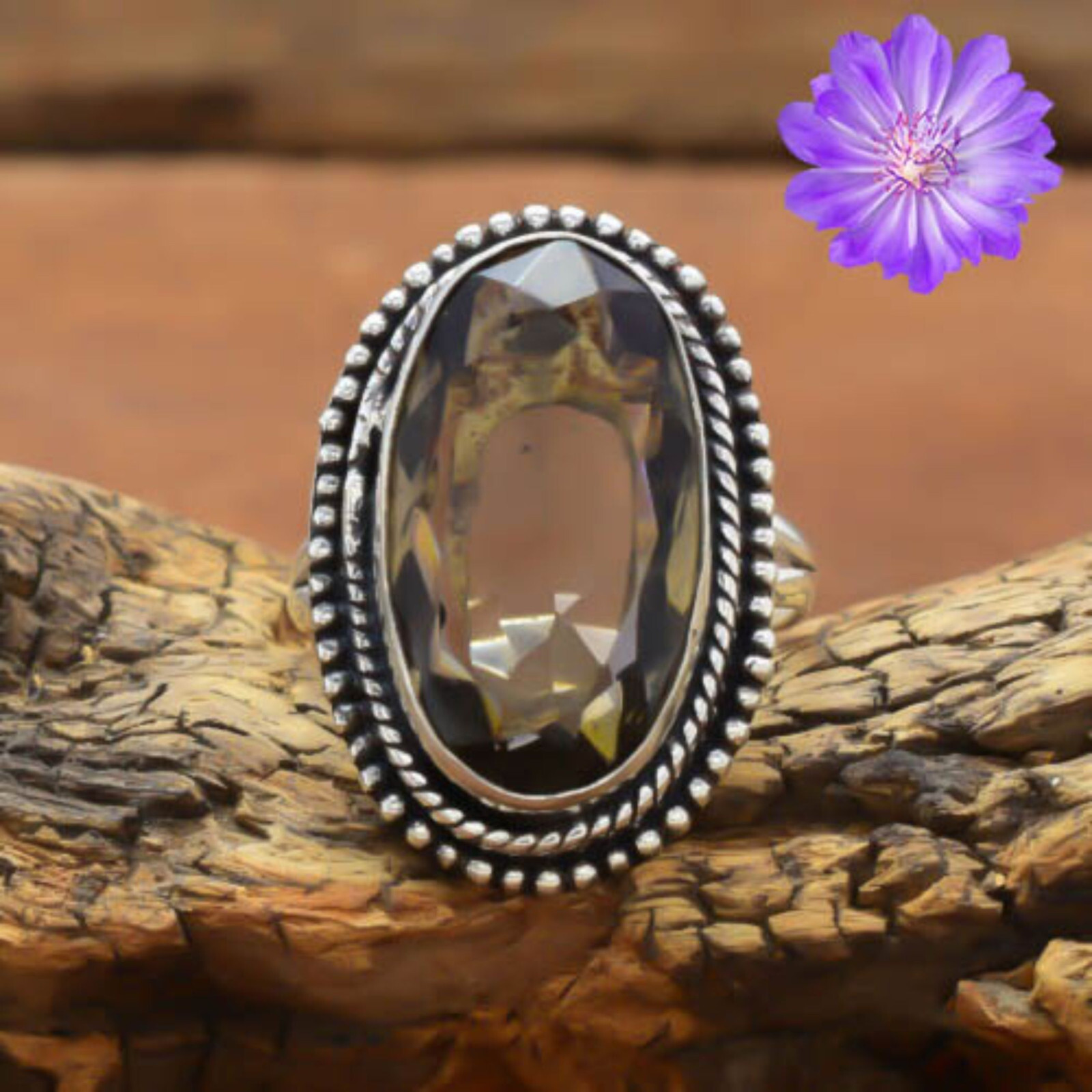 Smoky Quartz Gemstone 925 Sterling Silver Ring Handmade Jewelry Ring For Gift