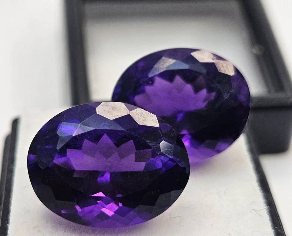Purple Amethyst Oval Cut 22.80 Ct Natural Pair Loose Gemstone For Earring