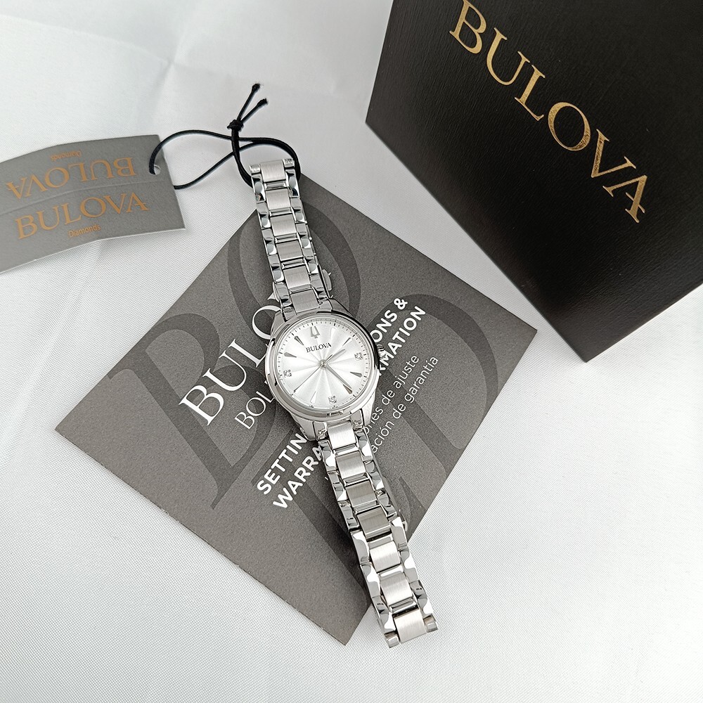 New Bulova Sutton 96P219 Diamond White Dial Quartz Stainless Steel Women’s Watch