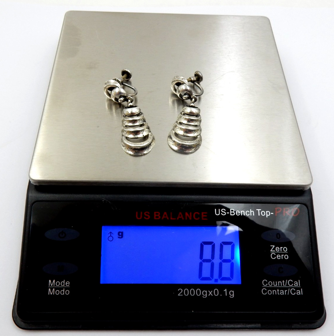 VINTAGE DANECRAFT STERLING SILVER RIPPLE WAVES SCREW BACK EARRINGS, 8.8 GRAMS