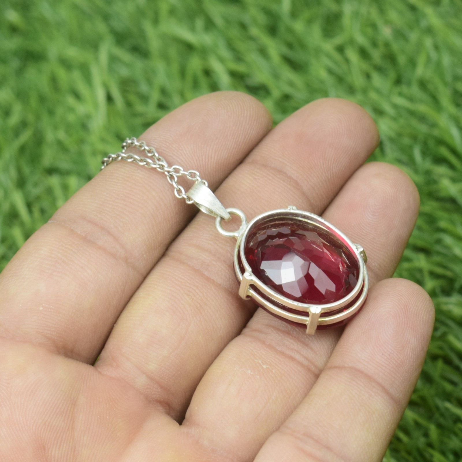 Boho Garnet African Necklace, Vintage Jewelry Loose Gemstone, 60Cts Unique Gift