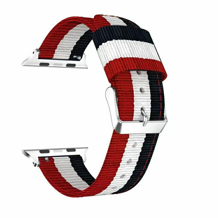 Nylon Sport Band Stripe Strap for Apple Watch Series 7 6 5 4 3 41/45mm iWatch SE