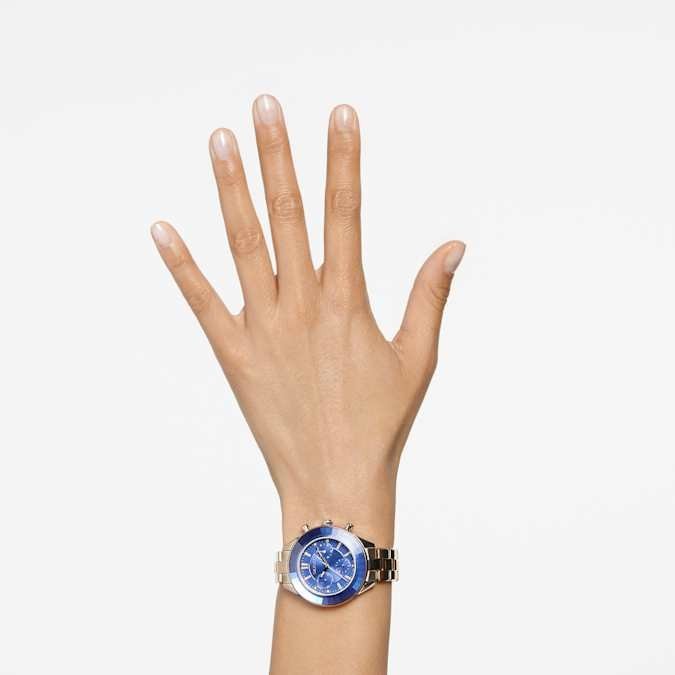 Swarovski Octea Lux Sport Watch Blue dial Gold Tone Bracelet 5632481