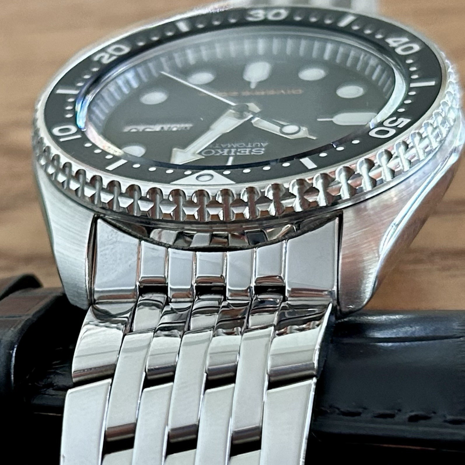 Seiko Diver SKX007 7S26-0020 w/ Steel Beads Of Rice Bracelet + PROOF OF SERVICE
