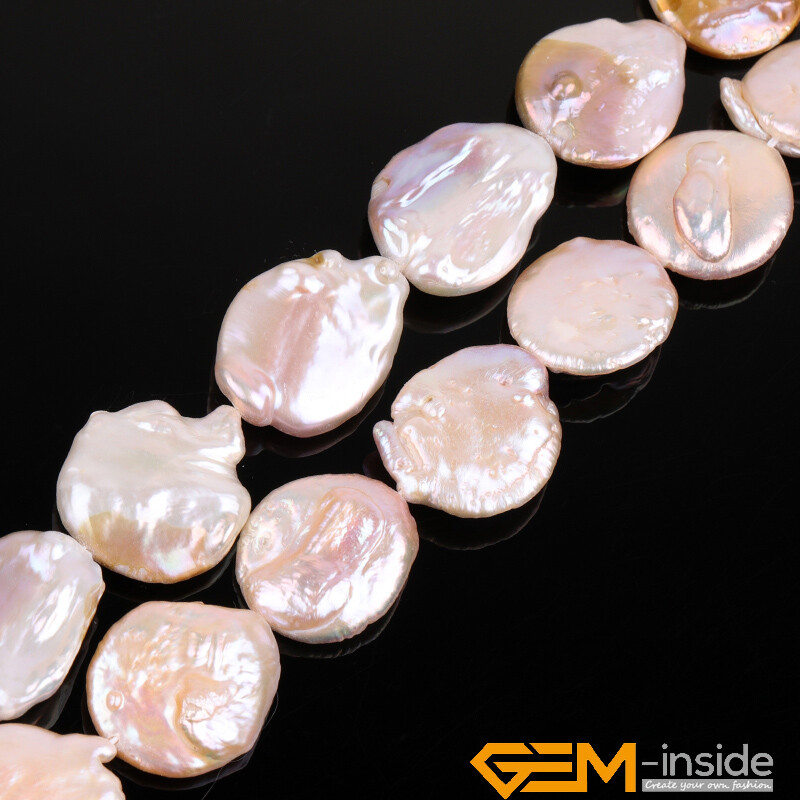 AAA Natural Baroque Big Nucleated Edison Coin Pearl Beads For Jewelry Making 15″