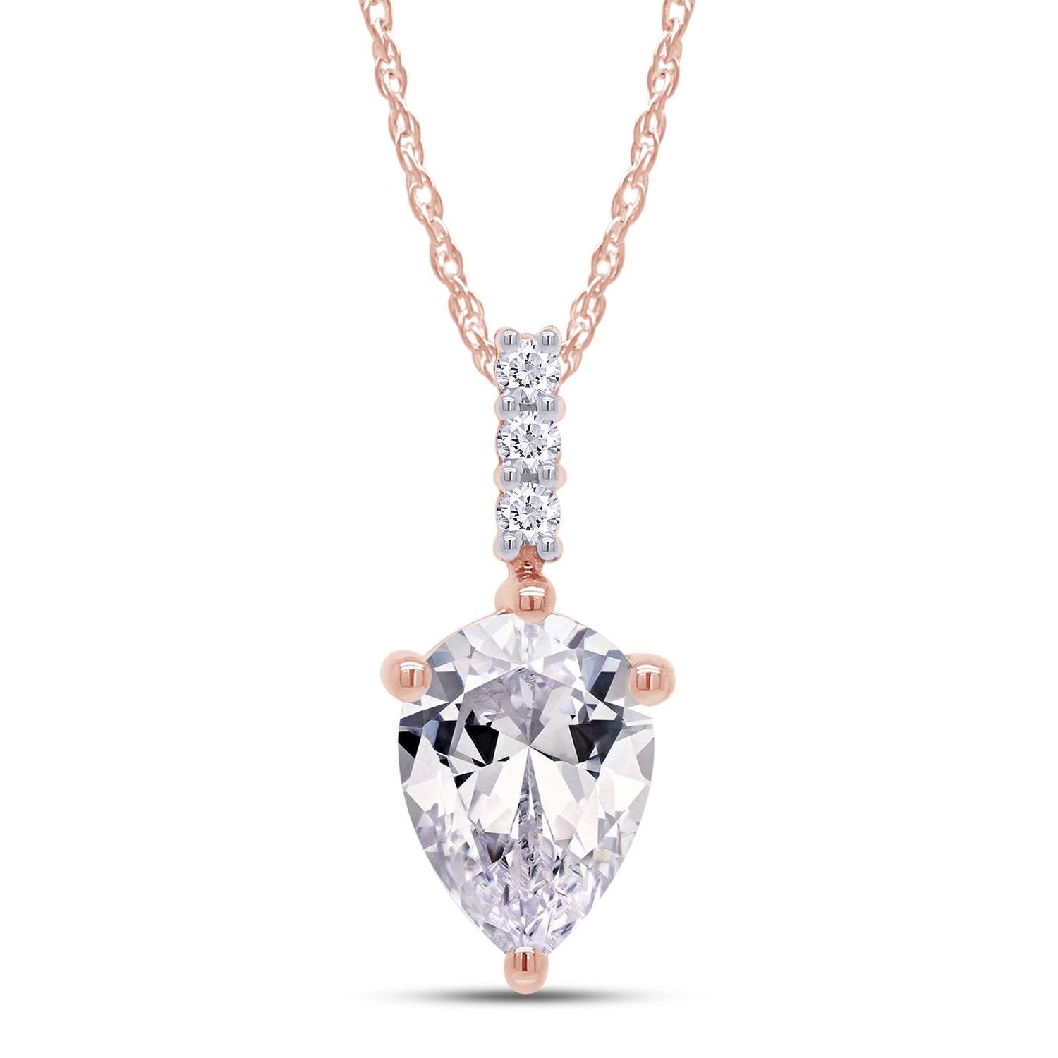 1.90ct Pear Moissanite 10X7MM Solitaire Pendant Necklace in Sterling Silver