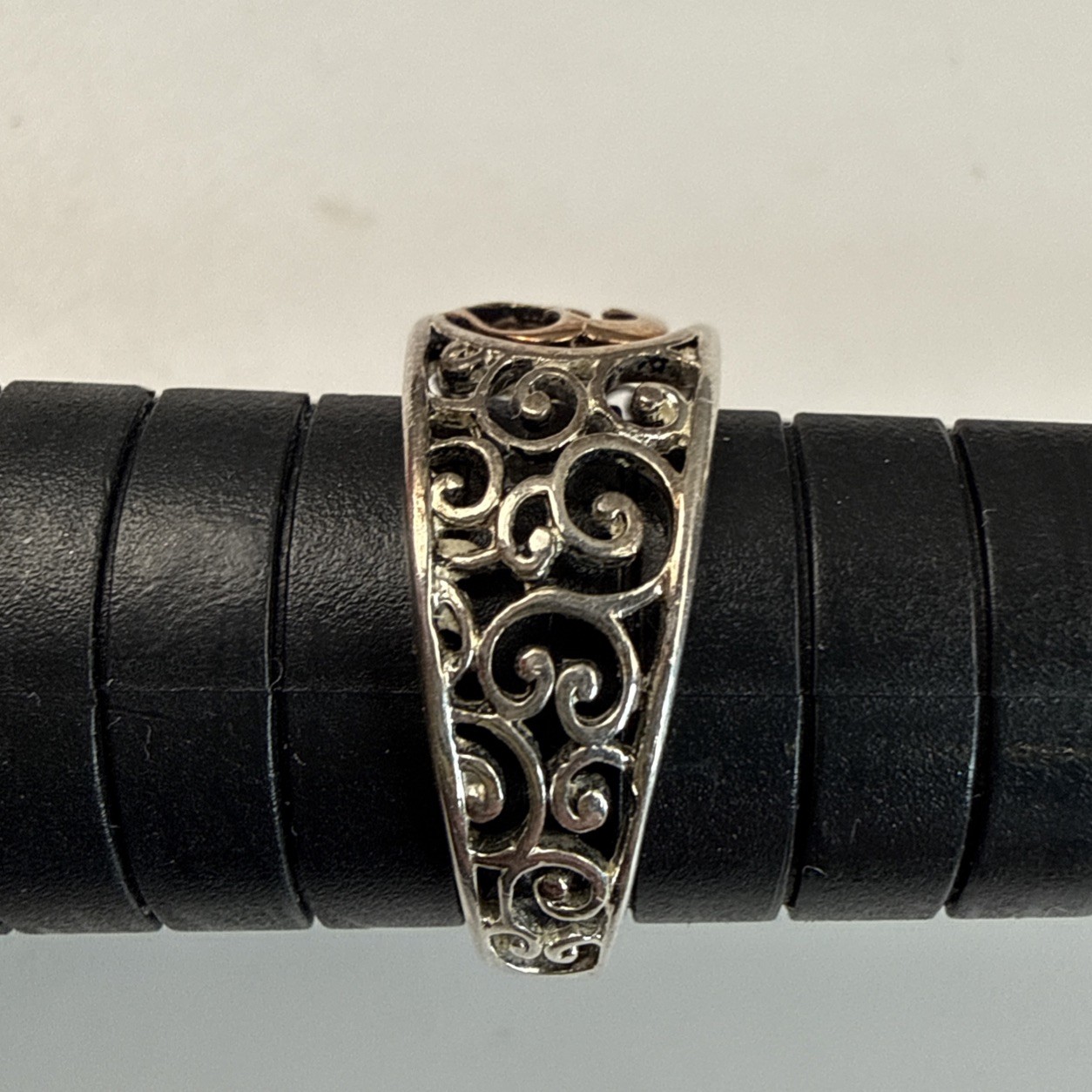 LA GEM & JEWELRY 925 Sterling Silver Double Heart Rose Gold PL Ring Sz 7 – 2.56g