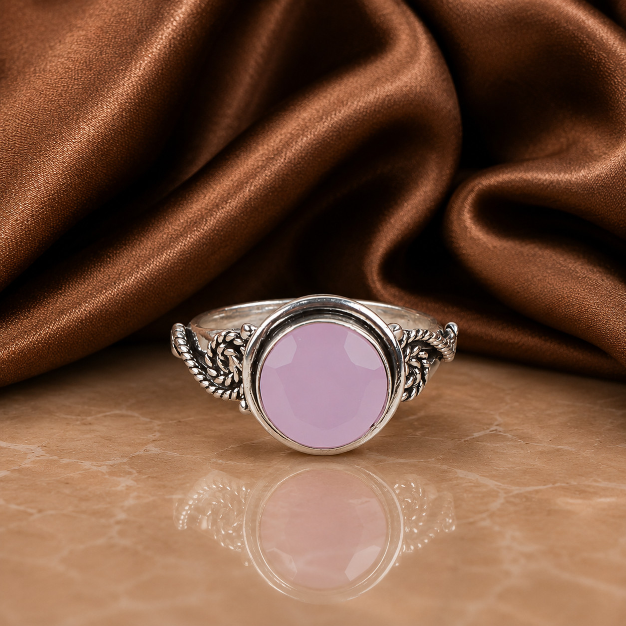 Rose Chalcedony Gemstone 925 Sterling Silver Designer Woman’s Ring Wedding Gift