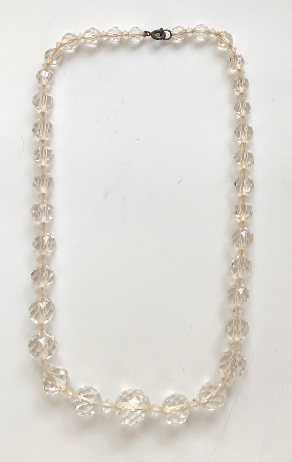 Vintage Real Crystal Necklace Beads with signed Sterling Clasp $17.95