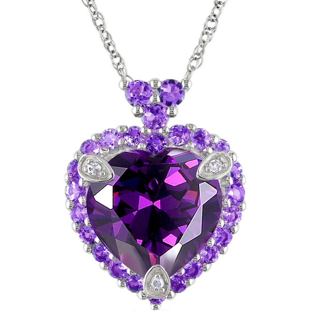 Love Heart Full of Stone Purple Amethyst Gemstone Silver Women Necklace Pendants