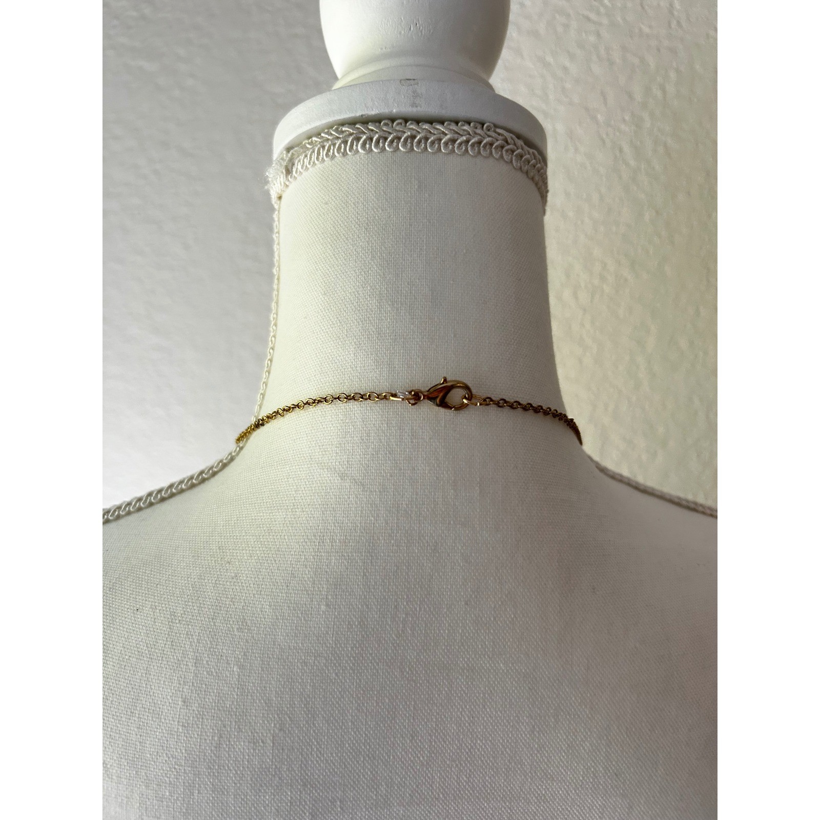 Black Faceted Bead Gold Tone Tassel Long Station Necklace 35.5 Inch
