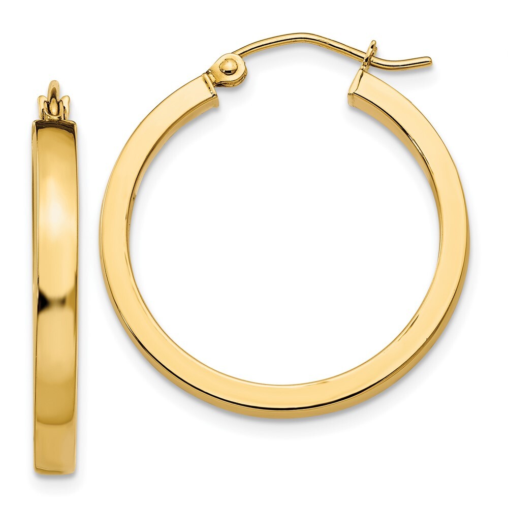 10k Yellow Gold 2x3mm Square Tube Hoop Earrings 1.95g Gift for Mother